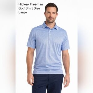 Hickey Freeman Men’s Golf Polo Shirt Blue Geometric Print Size L